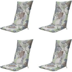 Madison -  Tuinstoelkussen Hoge Rug Grafi sage - Ca. 123x50 cm - Set van 4