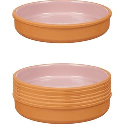 8x stuks tapas/hapjes serveren/oven schaal terracotta/roze 23 x 4 cm - Snack en tapasschalen