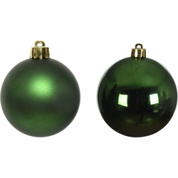 Decoris kleine kerstballen - 16x st - donkergroen - 4 cm - kunststof - Kerstbal