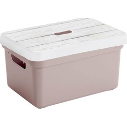 Sunware Opbergbox/mand - oud roze - 5 liter - met deksel hout kleur - Opbergbox