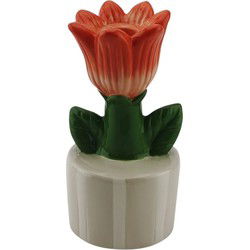 Candle Holder - Tulip - Stoneware- Sand/Orange- 9x8,5x17,5cm