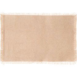 Secret de Gourmet placemats Kenya - 1x - beige - 45 x 30 cm - katoen - met franjes - Placemats