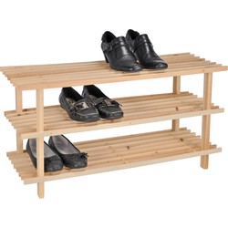 HI Schoenenrek - 3-laags - hout - 74 x 26 x 48 cm - Schoenenrekken