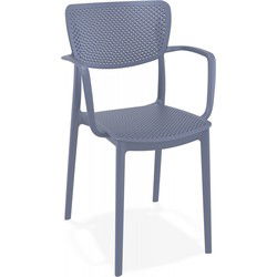 Geperforeerde stoel met armleuningen TORINA 54x53x82 cm Grijs