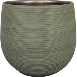 Ter Steege Plantenpot - keramiek - donkergroen - stripes - 36x32cm - Plantenpotten