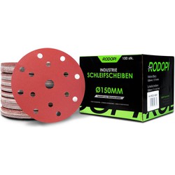 Rodopi® 100x Korrel 40 Schuurpapier 150mm - 15 gats Excentrisch Schuurmachine