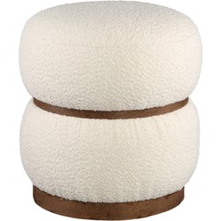 PTMD Vanna Cream poly round pouf layers wooden base