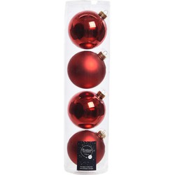 Decoris kerstballen - 4x st - rood - D10 cm - glas - Kerstbal