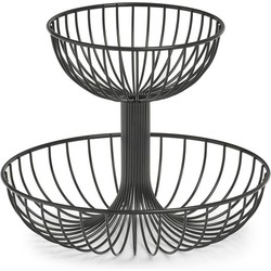 Zeller Fruitschaal - draad metaal - 2-laags - zwart - 32 x 26 cm - Fruitschalen