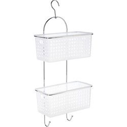 5Five Doucherekje - 2-laags - kunststof - wit - ophanghaak - 30x65 cm - Douche- en badrekjes