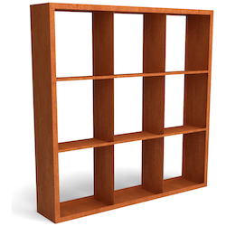 Egura cortenstaal houtopslag onderverdeling 9 vakken 2000x385x2000 mm