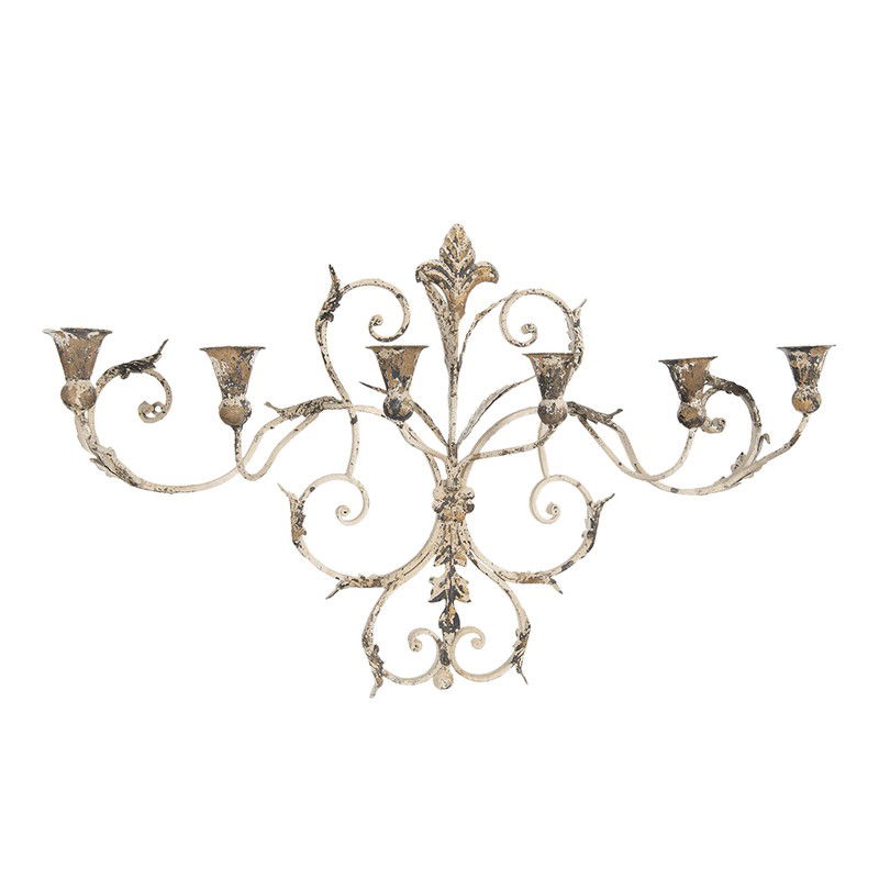 Clayre & Eef Wandkandelaar 82x15x48 cm Beige IJzer - 