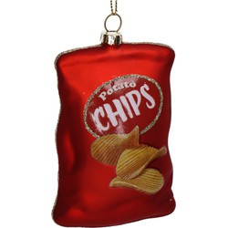 Ornament Chips Tas Glas Rood 10cm