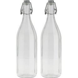 Cuisine Elegance set van 2x stuks weckflessen transparant beugeldop glas van 1 liter - Weckpotten