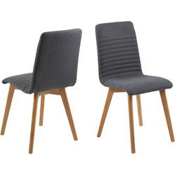 Eetkamerstoel - Antraciet Stof - 43x42x90cm - Arven - Set van 2