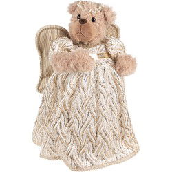Clayre & Eef Kerstdecoratie Beer 40 cm Beige Goudkleurig Kunststof