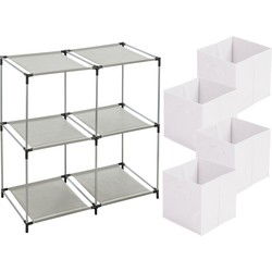 Urban Living Kastmandjes/opberg mandjes - wit - 4x stuks van 29 Liter - Rekje is 67 x 68 cm - Opbergmanden