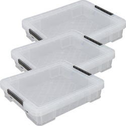 Allstore Opbergbox - 3x stuks - 9 liter - Transparant - 43 x 36 x 8 cm - Opbergbox