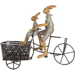 Clayre & Eef Decoratie Beeld Konijnen 28x12x23 cm Bruin Kunststof Fiets