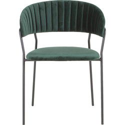 Eetkamerstoel Groen Velvet - Metaal - 57x52x75cm - Turin - Giga Meubel - Set van 2