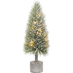 J-line - Kerstboom B+led Kunststof Sneeuw Groen Medium - 19x19x60cm