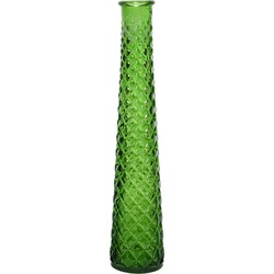 Vaas/bloemenvaas van gerecycled glas - D7 x H32 cm - groen - Vazen