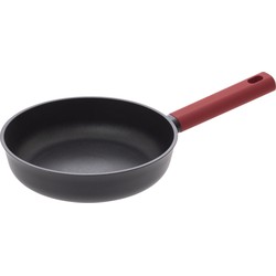 Koekenpan - Alle kookplaten geschikt - zwart/rood - dia 21 cm - Koekenpannen