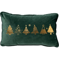 Geen merk TREES - Kussenhoes 30x50 cm - Kerst - Mountain View - donkergroen - Dutch Decor kerst collectie