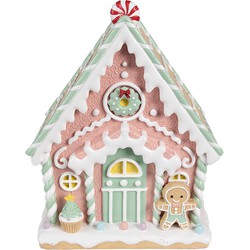 Clayre & Eef Gingerbread house 20x16x25 cm Roze Kunststof Peperkoekhuisje