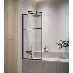 Badplaats Badwand Berkan 70 x 140 cm - Zwart - Badscherm Draaibaar 5 mm dik - Veiligheidsglas en Antikalk