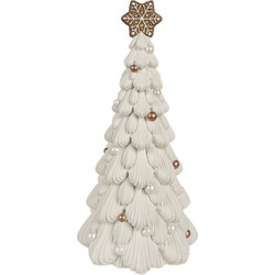 Clayre & Eef Decoratie Beeld Kerstboom Ø 15x31 cm Wit Kunststof