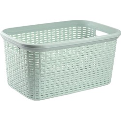 Plasticforte rotan wasmand - 35 liter - mintgroen - kunststof - badkamer - 53 x 36 x 26 cm - Wasmanden