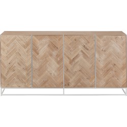 J-line - Dressoir 4 Deuren Zigzag Hout/metaal Naturel/wit - 180x42x86cm