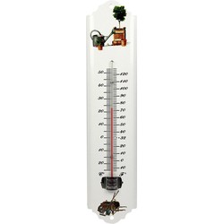 Thermometer tuin / buiten metaal wit 30 cm - Buitenthermometers