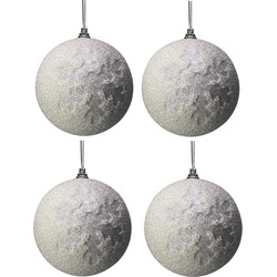 Peha kerstballen - 4x st - wit - kunststof - 8 cm - sneeuw - Kerstbal