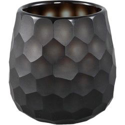 PTMD Windlicht Eboney - 11x11x11 cm - Glas - Bruin