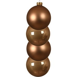 Decoris kerstballen - 4x st - toffee bruin - D10 cm - glas - Kerstbal