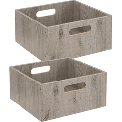 Set van 2x stuks opbergmanden/kastmanden 14 liter grijs van hout 31 cm - Opbergkisten