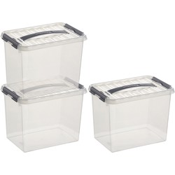 3x Kunststof stapelbare opbergbak 9 liter 30 x 20 x 22 cm - Opbergbox