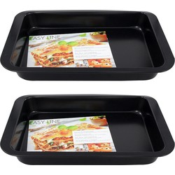 2x Zwarte ovenschalen/braadsledes 36 x 24 cm - Ovenschalen