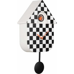 Wandklok Modern Cuckoo Checker - Zwart - 8.5x21.5x40.5cm