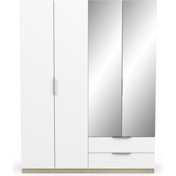 Kast met 4 deuren, 2 laden en 2 spiegels Ghost - L157,3 cm