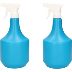 2x Plantenspuiten/waterspuiten 1 liter turqouise blauw - Plantenspuiten