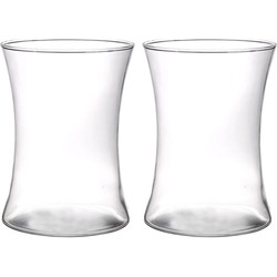 2x stuks glazen vaas/vazen transparant 19 cm breed - Vazen