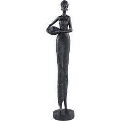 PTMD Decoratieve Standbeeld Rafah - 11x8x50 cm - Polyester - Zwart