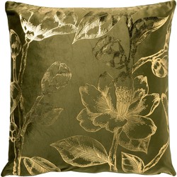 Dutch Decor AVERY - Kussenhoes velvet 45x45 cm - Military Olive -  groen met goudkleurige print - Dutch Decor