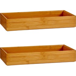 2x Stuks Kast/lade/make-up organizers bamboe hout bakje 30 x 15 x 5 cm - Make-up dozen