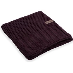 Knit Factory Vinz Gebreid Plaid - Woondeken - Kleed - Aubergine - 160x130 cm