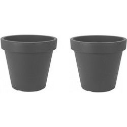 2x Grijze plantenpotten/bloempotten 30 cm - Plantenpotten