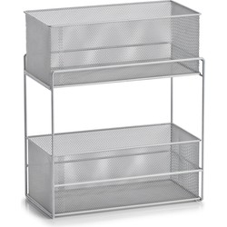 Zeller keuken/keukenkast organizer uitschuifbaar - zilver - 18 x 35 x 42 cm - metaal - Keukenkastorganizer